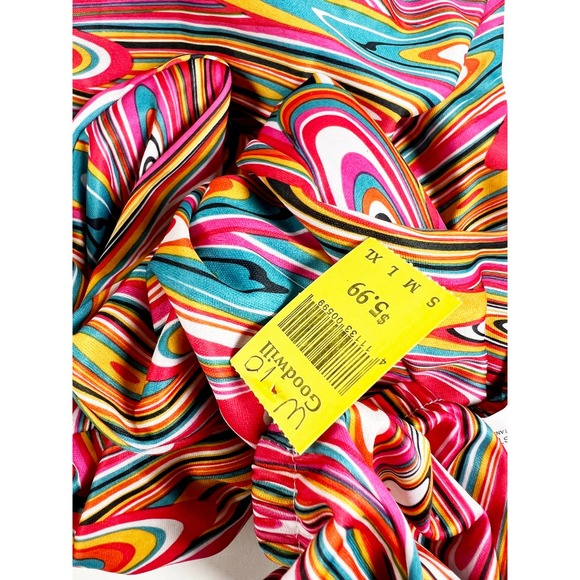 Rubies costume flared bellbottom pants psychedelic pink rainbow neon One Size OS - Picture 5 of 5